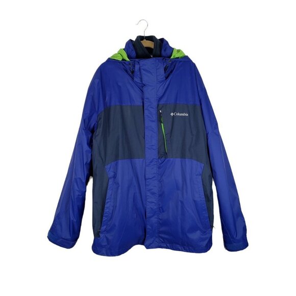 Columbia Interchange 3-in-1 Convertible Jacket Blue Fleece Hooded Mens Size XL - Picture 1 of 9